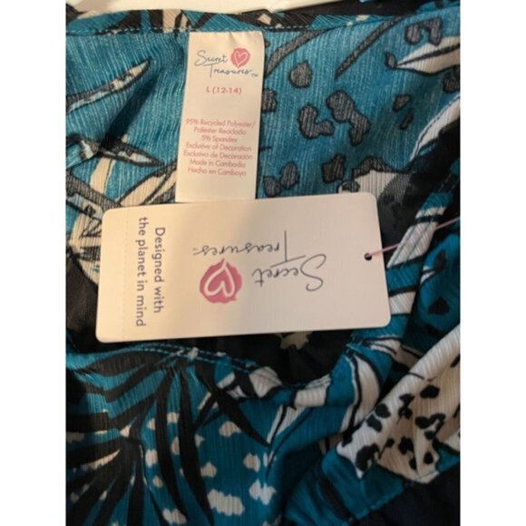 Secret Treasures L Teal Jungle Floral Mesh Trim Cami Lounge Shortie Set - Picture 4 of 4